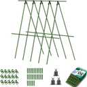 Breeze Touch Garden Trellis for Climbing Plants Outdoor, 30 Pack 17" Tomato Stakes Set with Clips & Connectors,Garden Plant Stakes, Tomato Frame, Cucumber Trellis for Raised Bed & Potted Plants