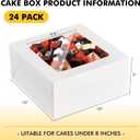 RACETOP 24pcs Cake Boxes with Window, 10x10x5 Inches White Bakery Boxes, Cookie Dessert Boxes, Pastry Box, Square Cardboard Cake Box for Cake, Birthday Party, Donuts, Wedding