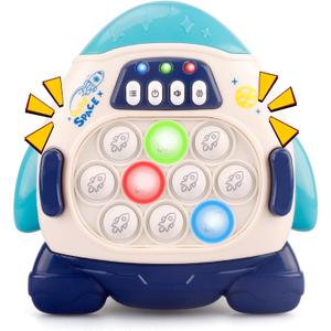 GAPER GO Fast Push Game Fidget Toys for Kids, Handheld Puzzle Game Sensory Toys, Quick Push Light Up Pop Game Gifts for 3-12 Year Old Boys Girls, Christmas Stocking Stuffers (Rocket)