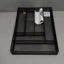 Silverware Organizer Metal Mesh, Large Drawer Organizer, Utensil Cutlery Tray for Kitchen Drawers, Flatware Organizer with 6 Compartment, Black (11.3*16)