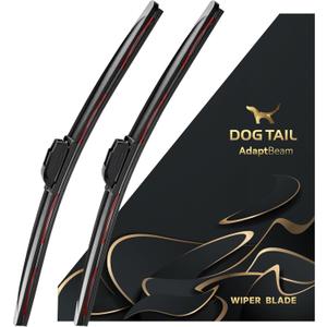 DOG TAIL Neoprene Dual-Steel Frame Wiper Blades 26"+20" with Multiple Adapters, Automotive Replacement Vehicle Front Windshield Wiper Blades Set for My Car Truck Vehicle AdaptBeam