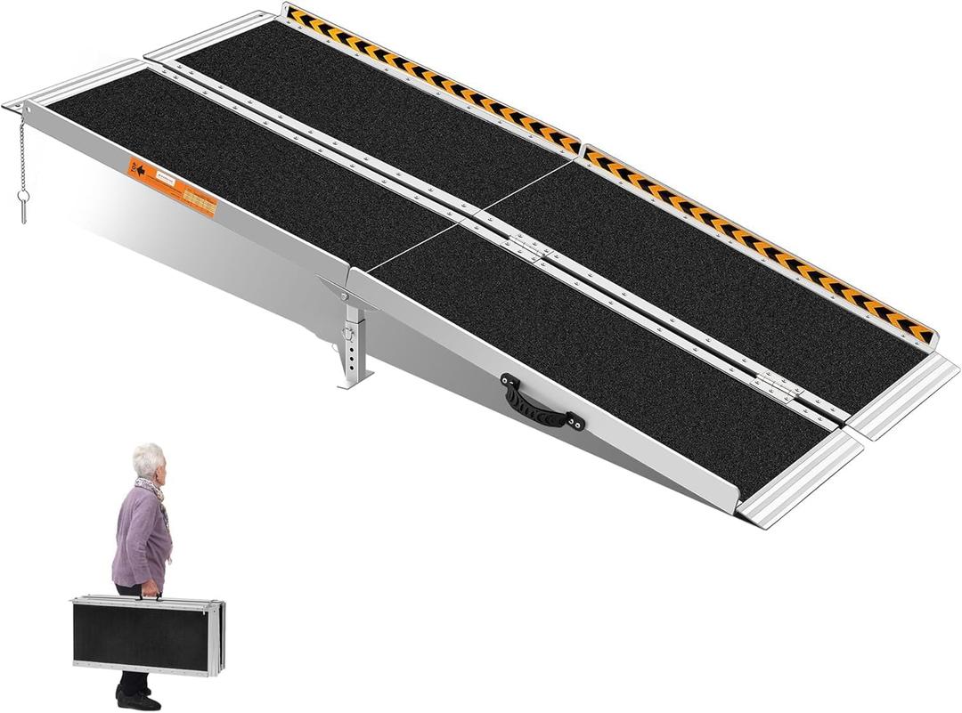Portable Wheelchair Ramp 5FT, Non-Skid Aluminum Ramps for Wheelchairs for Home Steps, 800 LBS Capacity Handicap Ramp for Doorway, Threshold, Front Porch, Entry, Stairs