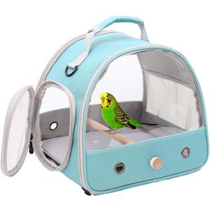 Small Bird Travel Cage Carrier, Portable Parrot Parakeet Carrier with Standing Perch and Comfy Mat, Budgies Carry Transport Bag for Vet Visit Shopping and Outdoor Adventure. (Green)