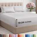 Extra Deep Queen Sheet Set - 4 Piece Breathable & Cooling Bed Sheets - Easily Fits 18 to 24 inch Mattress - Ultra Soft, Wrinkle & Fade Free w/ Extra Deep Pockets - Hotel Luxury Bedding - French Grey