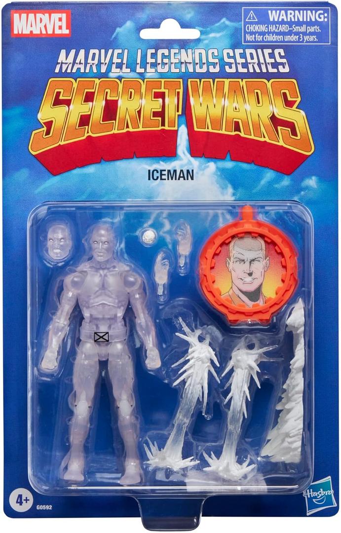 Marvel Legends Series Secret Wars Ice Man, X-Men Retro Marvel Comics Collectible 6-Inch Action Figure with Shield