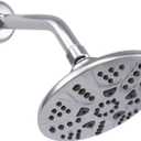 Westbrass CO571-26 6" Round Thin 5-Function Adjustable Spray Shower Head with 8" Wall Mount Shower Arm, Polished Chrome