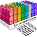 Monthly Pill Organizer 31 Day 3 Times a Day  One Month Pill Box for Medications, Fish Oil, Vitamins & Supplements  30 Day Daily Pill Case Organizer (Multi-colored)