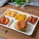 Vplus 100% Compostable 5 Compartment Paper Plates, 100 Pack, 12.5 x 8.6 inch Disposable School Lunch Trays, Eco-Friendly Bagasse Plates for Buffet, and Party