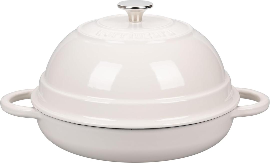 Cast Iron Enameled Dutch Oven Pot with Lid for Bread Baking, Bread Oven, 6 Quart, White