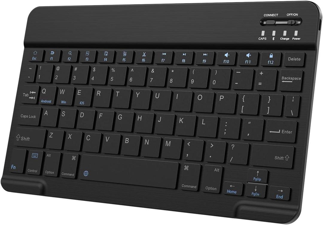 Ultra-Slim Small Bluetooth Keyboard for iPad, Portable Rechargeable Wireless Keyboard for iPad Air, iPad Pro, iPad mini iPhone Android Samsung Tablet Cell Phone Smartphone (Black)
