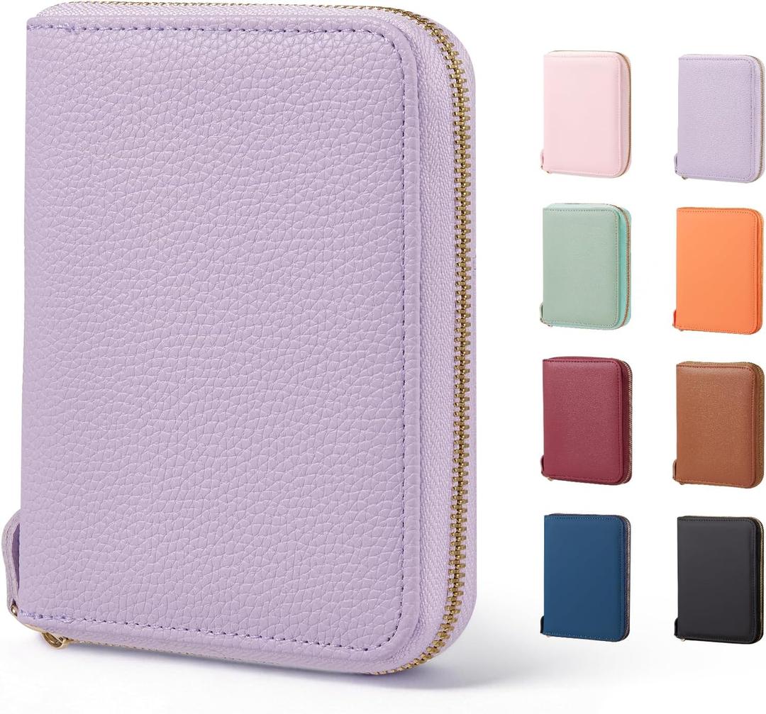 CoBak Passport Holder Cover with Safe Zipper Closure, Premium Passport Wallet for Travel, RFID Blocking Card Case, Waterproof Travel Accessories for Women, Paisley Purple