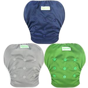wegreeco Baby & Toddler Snap One Size Adjustable Reusable Baby Swim Diaper (Navy, Large, 3 Pack)