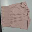 Elastic Waist Eyelet Tops for Women Summer Smocked Crewneck Short Sleeve Tee Crop Casual Plain T Shirts for Vocation Work (Pink, L)