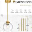 Pendant Lights Kitchen Island, 7" Modern Brushed Gold Hanging Lights Fixtures with Clear Seeded Glass Globe Shade, Kitchen Island Lighting for Bathroom, AD-22280-1P-GD-S