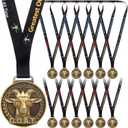 Loetere Award Medals 2'' Awards Trophy with Neck Ribbon Winner Prizes Bulk Gifts for Team Tournaments Prize Participation Competitions Achievement Party Favors