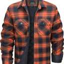 MAGNIVIT Mens Flannel Jacket Quilted Lined Thermal Winter Coat Button Down Plaid Jacket Insulated Flannel Shirts for Men (S)