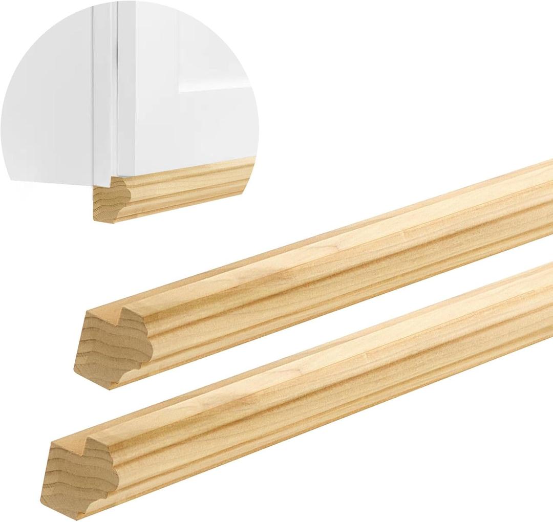 DoubleFill 2 Pack 47" Kitchen Cabinet Light Rail Molding 1-3/8" Wide x 1-1/2" Trim Wood Unfinished Kitchen Cabinet Molding for DIY Cabinetry, Yellow Poplar, 94" Total