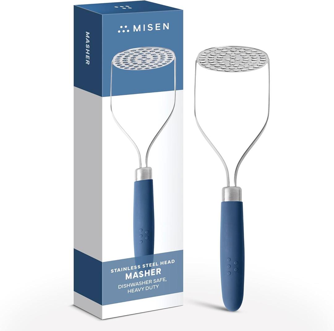 Misen Masher  Durable Stainless Steel Head, Ergonomic Non-Slip Handle for Effortless Mashing  Versatile Kitchen Tool for Potatoes, Vegetables, and More  Dishwasher Safe and Built to Last