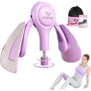 Thigh Trainer for Women, 15-70LB Adjustable Resistance Inner Thigh Exerciser for Pelvic Floor Muscle Repair, Thigh Trainer Kegel Exercise for Shaping, Yoga & Weight Loss at Home Gym - Purple