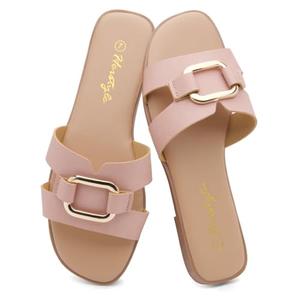 Herstyle Women’s Flat Sandals 2025 – Square Open Toe Fashion Casual Slides with Metal Chain, Memory Foam Footbed Insole, Slip-On Dressy Sandals for Summer,D.Mauve, Size 10.0, Gena