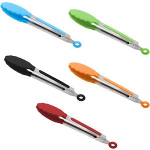Kitchen Tongs,5 Pieces 7 Inch Tongs For Cooking,Tongs For Serving Food,Tongs With Silicone Tip,Kitchen Tongs With Silicone Tips,Salad Tongs,Cooking Tongs