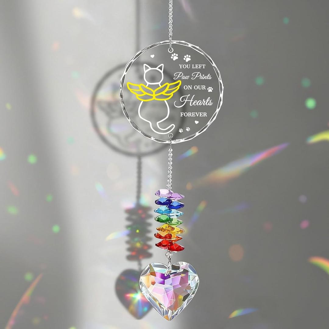Cat Memorial Gifts for Loss of Cat Suncatcher Crystal Window Hanging Pet Remembrance Gifts