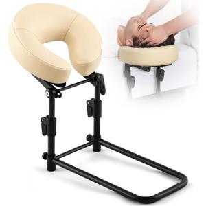 Qunclay Adjustable Massage Headrest for Bed, Portable Mattress Massage Face Cradle with Soft Pillow Cushion, Face Down Pillow After Eye Surgery for Professional and Home Use(Apricot)