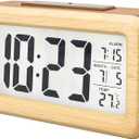 everwood Wooden Digital Battery Operated Alarm Clocks for Bedrooms, Beside, Table, Desk