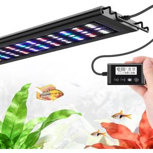 LED Aquarium Light Full Spectrum Fish Tank Light with RGB Brightness/Color Stepless Adjustment, 24/7 Day-Night Cycle Mode, Auto On/Off Timer, IP68 Waterproof (48W for 48'' - 54'' Tank)
