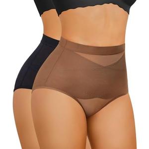 Nebility 2 Piece Tummy Control Shapewear Butt Lifting Underwear for Women Lower Belly Waist Trainer Seamless Faja Body Shaper. Size M