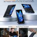 TORRAS 360 Spin Magnetic Stand for Galaxy Z Fold 7 Case, MIL-Grade Hinge Protection, Fit for Magsafe, 360 Kickstand & Ring Holder, Armor Hard Slim Case for Samsung Galaxy Z Fold 7, Black