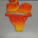 ZAFUL Women's One Shoulder Bikini Twisted Ruched High Cut Bandeau Bikini Set Two Piece Swimsuit (4-orange Gradient, S)