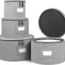 China Storage Set, Hard Shell 4-Piece Set for Plate Storage and Transport, Protects Dishes have Lable Window for Saucers and Stackable,Felt Plate Dividers Included