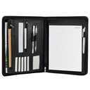 VANRA Zippered Padfolio for Men Leather Portfolio for Women Binder Organizer Interview Resume Folder for Papers Document Holder Planner Binder A4 Letter Size with Notepad, Black