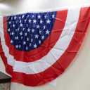 3 x Iconikal July 4th American Flag Banner Bunting Half Fan Patriotic Porch Garland Decoration 6 x 3 Feet, 2-Pack