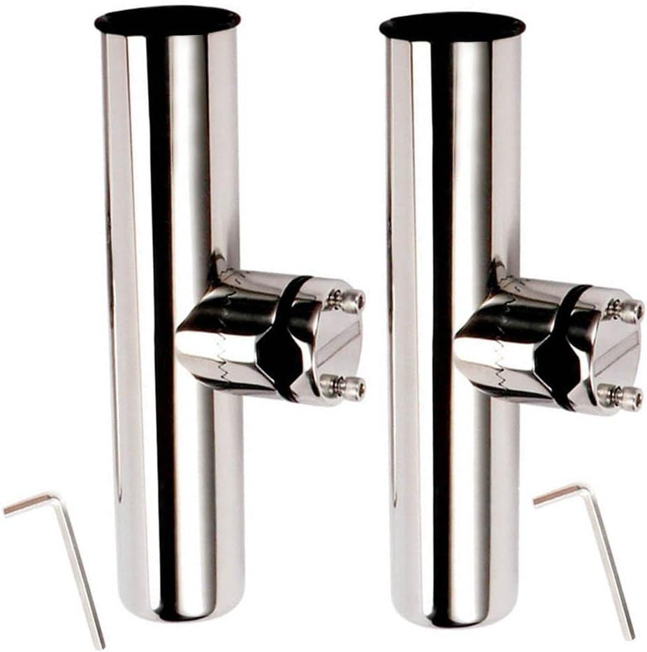 2PCS Stainless Tournament Style Clamp on Fishing Rod Holder for Rails 7/8" to 1", Rail Mount Rod Holder