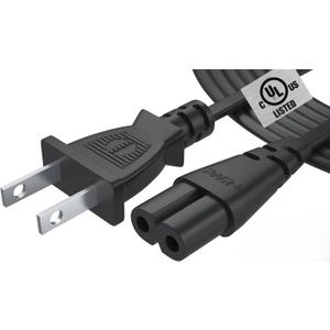 v Power Cord 12Ft Cable for Samsung LG TCL Sony: Apple Tv Insignia Sharp Toshiba JVC Hisense 4k 8k UHD Crystal Tizen Smart Roku Google Quantum Panasonic HDR LED QLED 2 Prong UL Listed (Black)