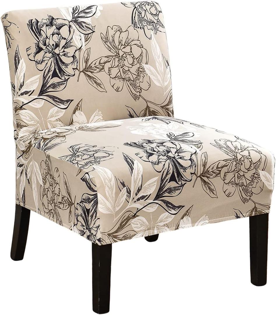HAOYONG Armless Accent Chair Cover, Stretch Chair Slipcover Printed Slipper Chair Covers Furniture Protector Covers for Living Dining Room Hotel