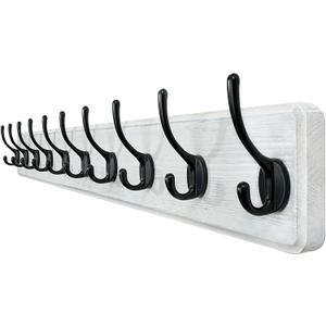 WEBI Coat Rack Wall Mount,38 9/16" Long,10 Hooks,Coat Hooks Wall Mounted Large Coat Hanger Wall Hooks for Hanging Coats,Clothes,Jacket,Hats,Entryway,Black/White