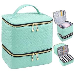 Nail Polish Organizer, Nail Polish Storage Holds 30 Bottles & Nail Lamp, Double Layer Nail Bag Organizer Case, Portable Nail Polish Holder for Nail Tech Travel & Manicure Kit