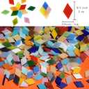 Lanyani 1050 Pieces Mixed Shapes Glass Mosaic Tiles for Crafts, Colorful Stained Glass Pieces for Mosaic Projects