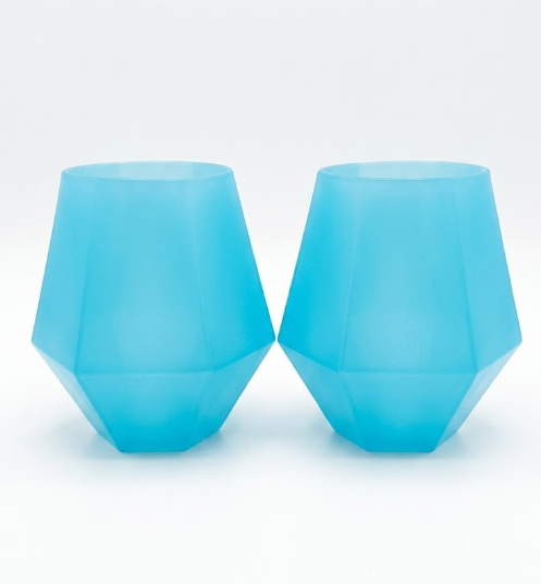 Wine2Go Diamond Silicone Wine Glasses 9oz, 2 Pack