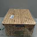 StorageWorks Scalloped Wicker Basket with Lid, Large Water Hyacinth Basket, Natural(Water Hyacinth), 16½" L x 13" W x 7½" H