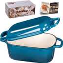 4.6 Quart Dutch Oven for Sourdough Bread Baking, Combo Oval Enameled Cast Iron Bread Pan with Lid, Bread Dutch Oven for a Crispy Crust, Teal