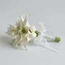 Floral Bouquet 10 Artificial Calla Lilies with 8 Artificial Tulip Flowers, Bridesmaid Bouquet with Wedding Ceremony Festivals Anniversary Bridal Rehearsal Party Bar Table Decor (White)