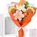 Crochet Flower Bouquet, Orange Crochet Flowers Gifts for Her, Crochet Sunflowers Tulips Roses Bouquet for Valentines Day, Weddings Birthdays Home Decor Gift for Women Moms Wife Friends