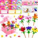 UMEELR Flowers Building Blocks for Easter Egg Hunt Basket Filled, 24 Packs DIY Flower Pre Filled Surprise Egg Toys Easter Stuffers Classroom Prize