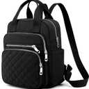 Small Backpack for Women Casual Quilted Square Bag Waterproof Multi Pockets Daypack Lightweight Top Handle Satchel
