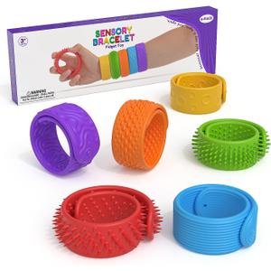 Sensory Fidget Toys Slap Bracelets for Kids, Textured 6 Pack, Stress Fidgets for Anxiety Autism ADHD, Wearable Sensory Toys for Adults Office Desk Toys