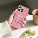 2 x Skyseaco for iPhone 15 Pro Max Case Aesthetic Monogram Phone Case with Pink Leather Embroidered Letters Shockproof Protective Cover for Women Girls, Initial E